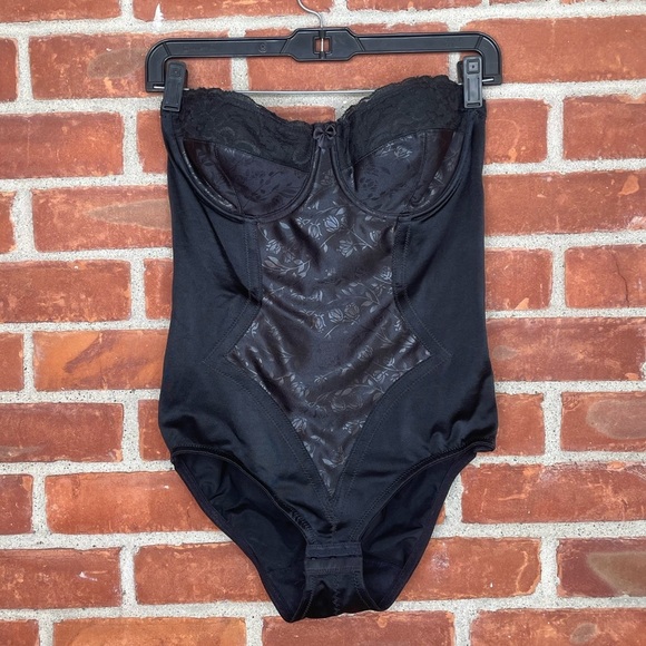 Vintage Lilyette black lace lined strapless bodysuit - Picture 2 of 7